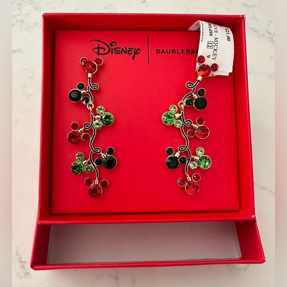 BaubleBar Jewelry - Disney BaubleBar Mickey Christmas Lights Gold Trimmed Dangling Earrings